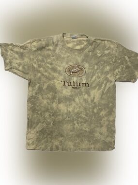 Ulu Olive Tie-Dye Tulum Embroidered Short Sleeve Tee